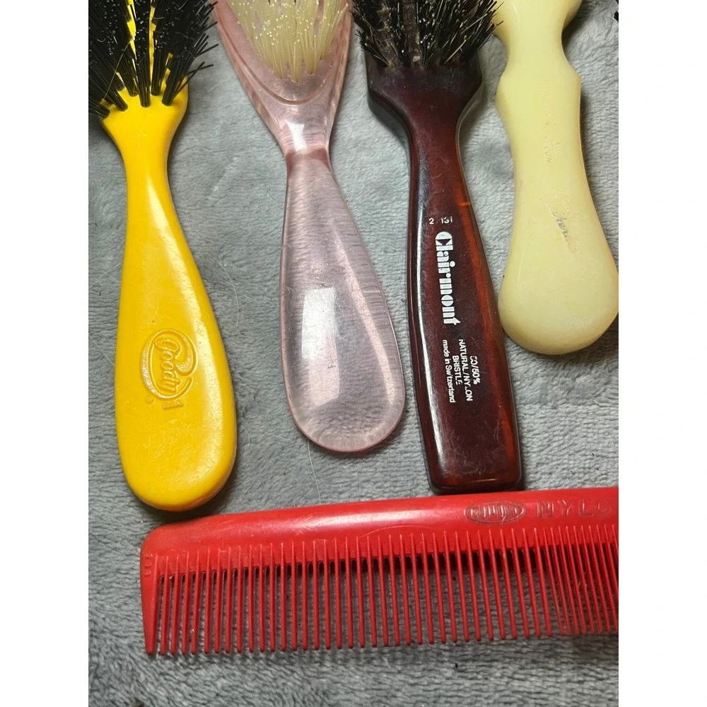 Vintage Hair Brush Lot Nylon Bristle Codi Epsilon PRO USA Comb Set Mixed